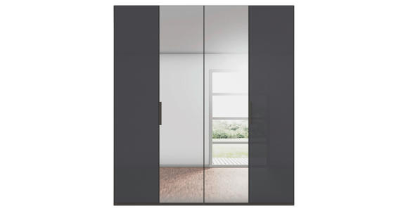 DREHTÜRENSCHRANK 201/235/61 cm,  in Graphitfarben, 4-türig  - Graphitfarben, Basics, Glas/Holzwerkstoff (201/235/61cm) - Novel