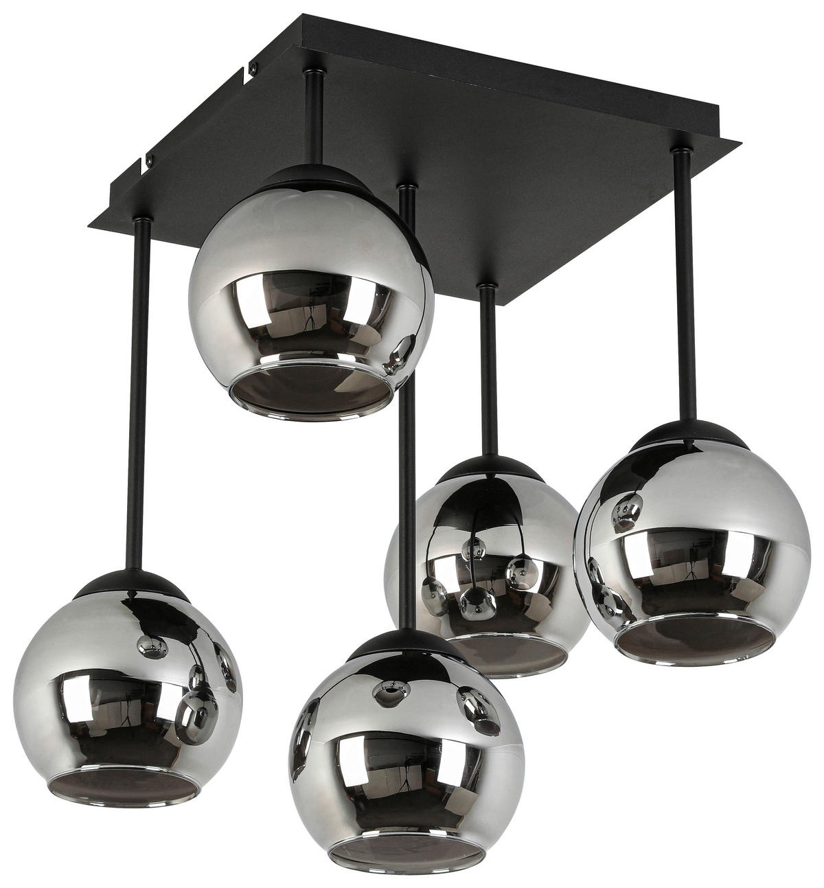 DECKENLEUCHTE 36/36/42,3 cm   - Chromfarben/Schwarz, Trend, Glas/Kunststoff (36/36/42,3cm) - Novel