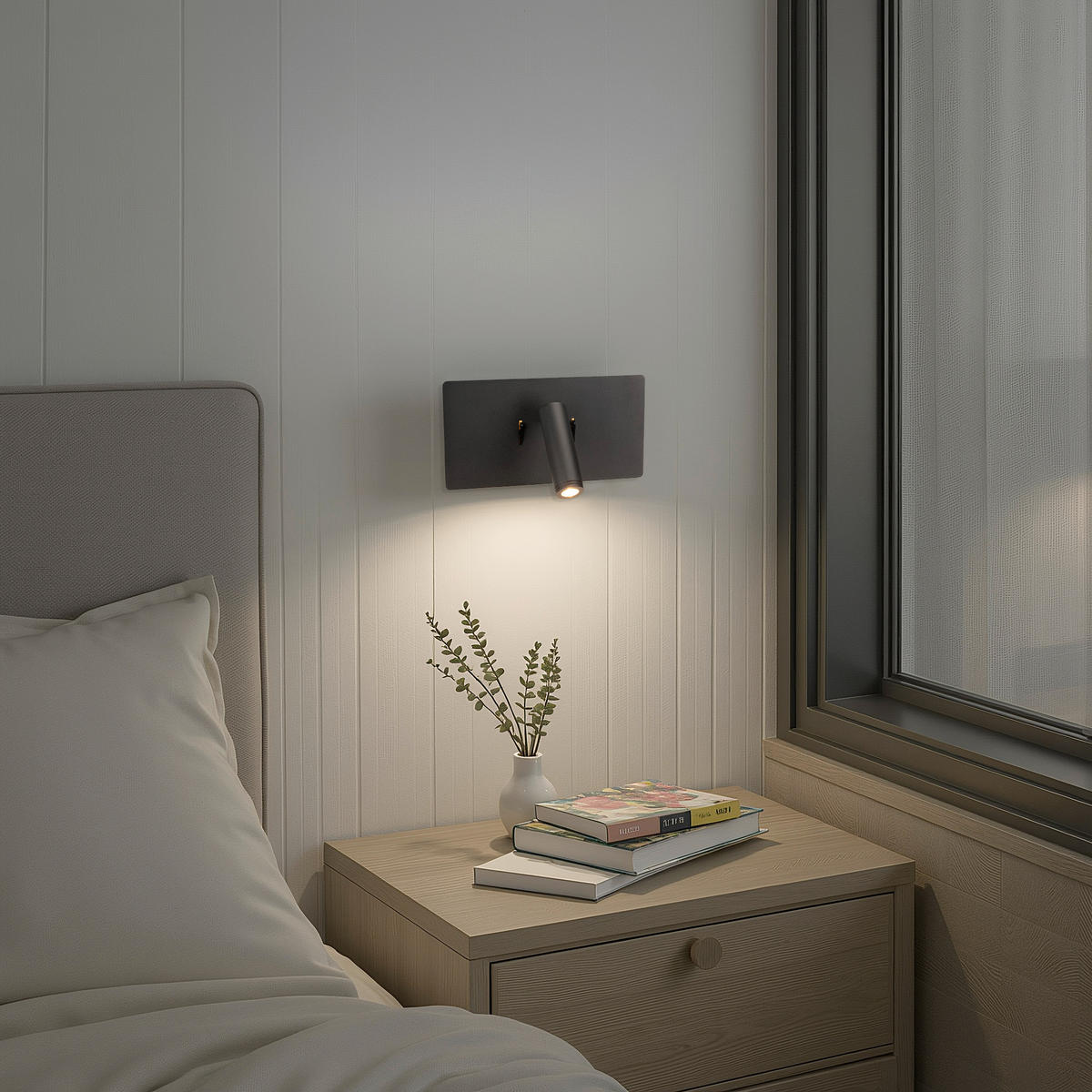 NÁSTENNÉ LED SVIETIDLO, 23/9-16/12 cm - čierna, Basics, kov (23/9-16/12cm) - Novel