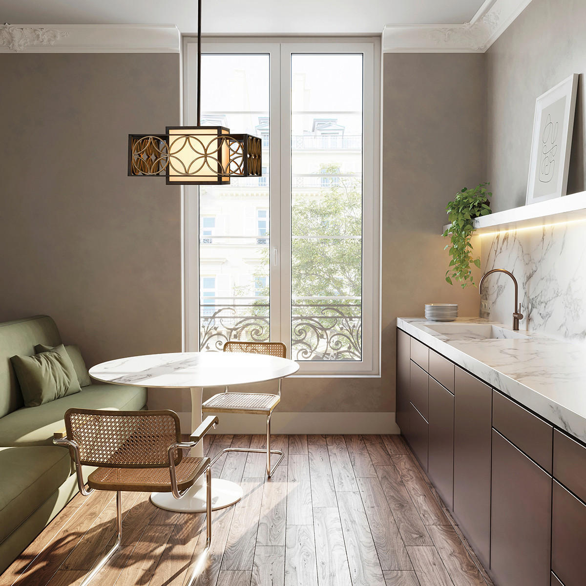 HÄNGELEUCHTE Remy 53.3/53,3/39 cm   - Goldfarben/Bronzefarben, LIFESTYLE, Metall (53.3/53,3/39cm) - Elstead Lighting