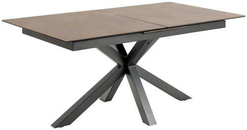 ESSTISCH Braun, Rostfarben rechteckig  ausziehbar  - Rostfarben/Schwarz, Design, Keramik/Metall (168-210/90/76cm) - MID.YOU