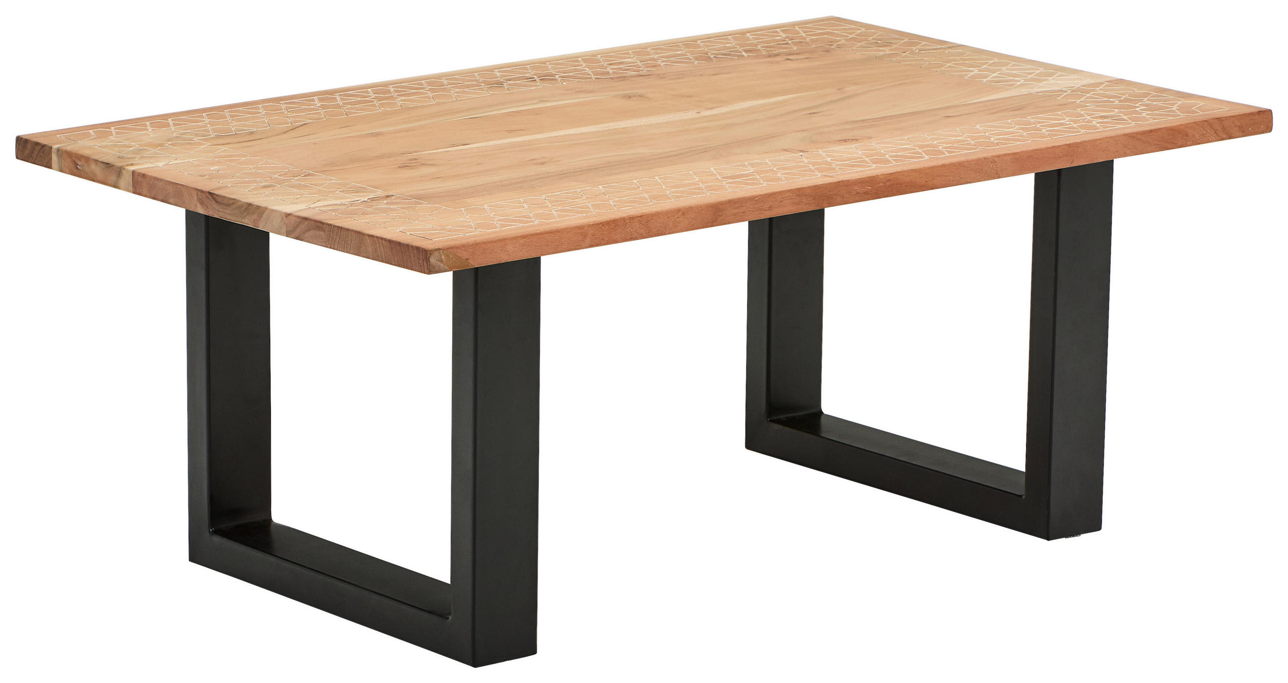 COUCHTISCH Akazie Hartholz rechteckig Schwarz, Akaziefarben  - Schwarz/Akaziefarben, Natur, Holz/Metall (110/70/45cm) - Livetastic