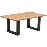 COUCHTISCH Akazie Hartholz rechteckig Schwarz, Akaziefarben  - Schwarz/Akaziefarben, Natur, Holz/Metall (110/70/45cm) - Livetastic