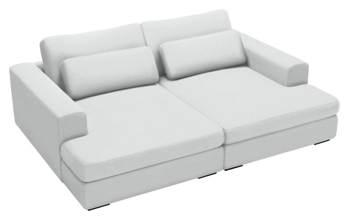 BIGSOFA in Cord Silberfarben  - Silberfarben/Schwarz, Design, Textil (223/80/158cm) - Lomoco