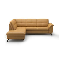 ECKSOFA in Vliesstoff Kombination Echtleder/Stoff Currygelb  - Currygelb/Schwarz, Modern, Leder/Textil (212/244cm) - Sit & More