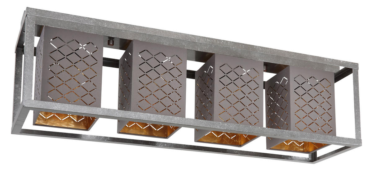 DECKENLEUCHTE Thomas 75/20/22,5 cm   - Silberfarben/Goldfarben, Design, Textil/Metall (75/20/22,5cm) - Globo