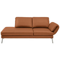 RÉCAMIERE Echtleder Cognac  - Chromfarben/Cognac, Design, Leder/Metall (209/85-109/95-16cm) - Dieter Knoll