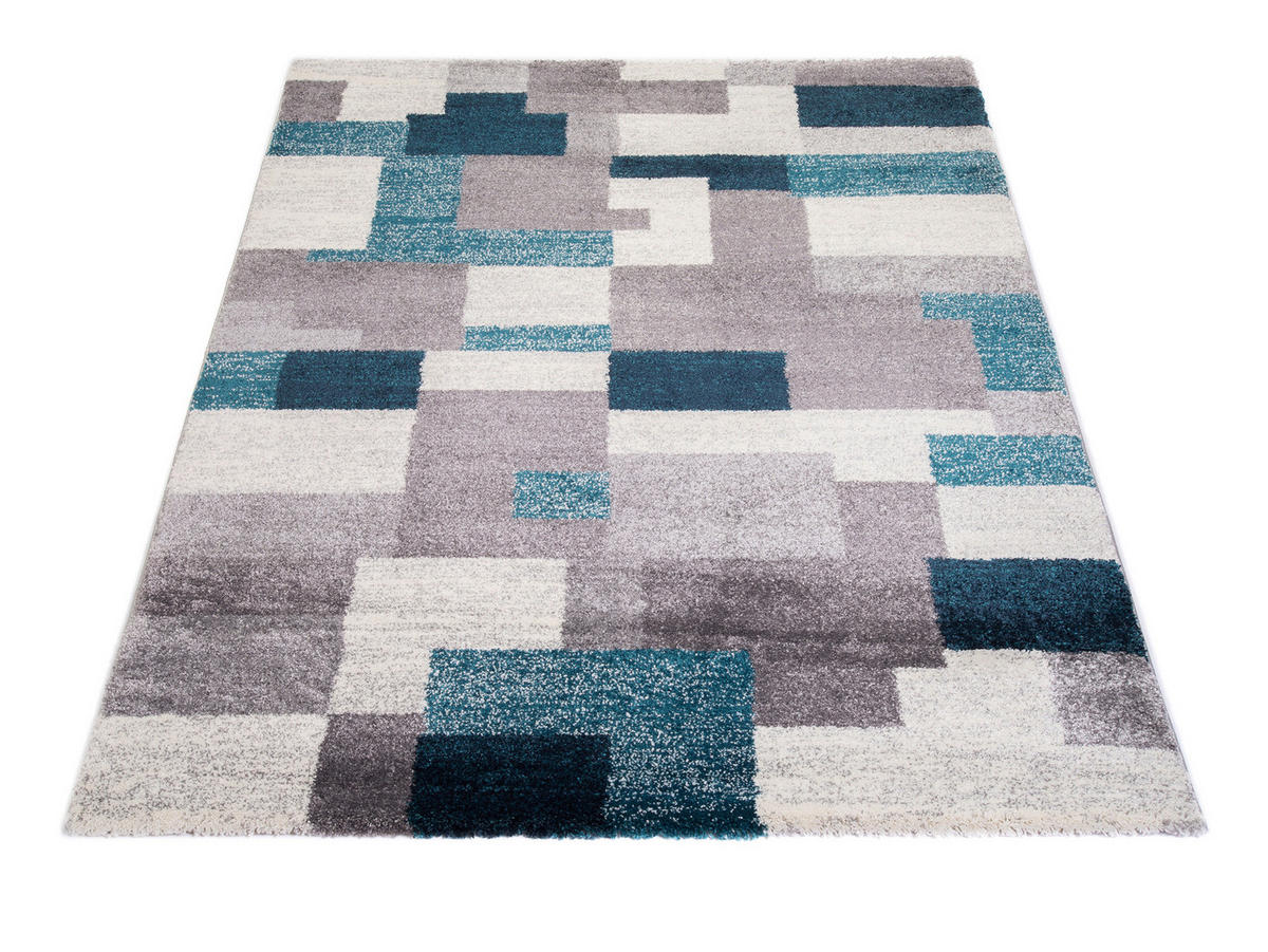 WEBTEPPICH 80/150 cm Astor Grid Grau, Petrol  - Petrol/Grau, KONVENTIONELL, Textil (80/150cm) - Novel