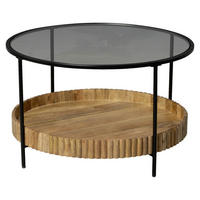 COUCHTISCH in Holz, Glas 78/78/48 cm  - Schwarz/Braun, Design, Glas/Holz (78/78/48cm) - Landscape