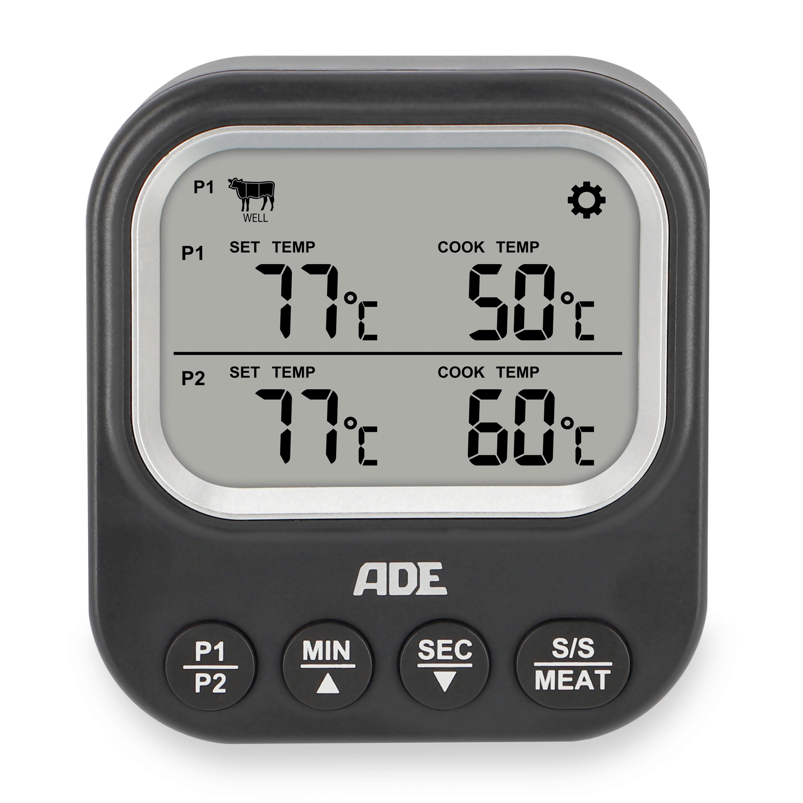 BRATENTHERMOMETER  - Schwarz, Basics, Kunststoff (8,8/8/2,7cm)