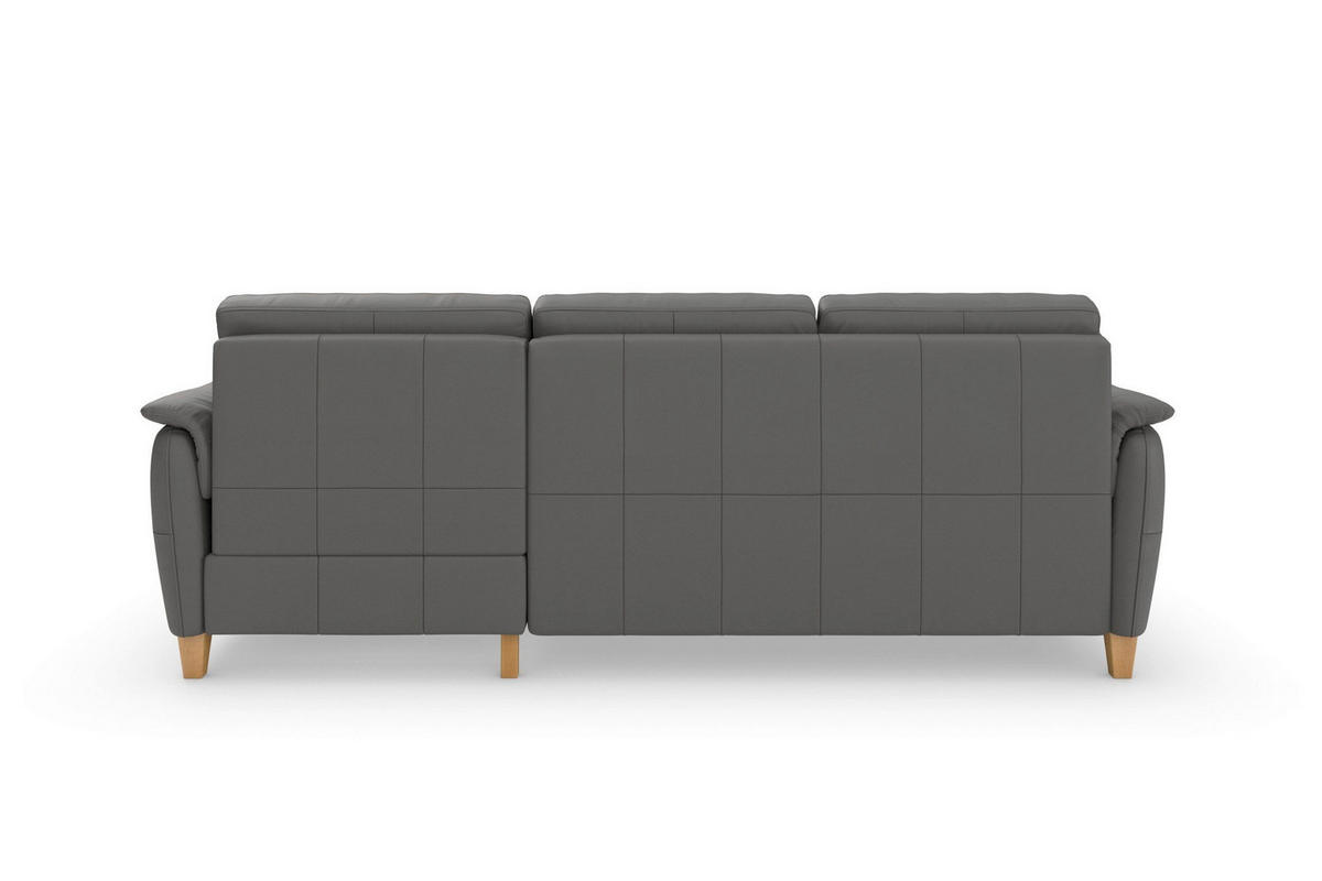ECKSOFA Echtleder Mokka  - Eichefarben/Mokka, Basics, Leder/Holz (244/163cm) - Sit & More