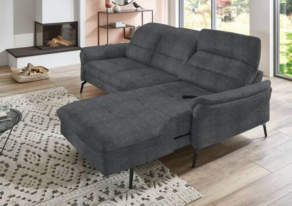 ECKSOFA in Flachgewebe Anthrazit  260/181 cm  - Anthrazit/Schwarz, KONVENTIONELL, Textil/Metall (260/181cm) - Beldomo Speed