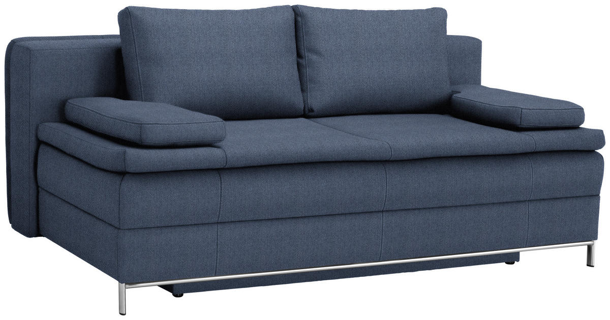 ZOFA BOXSPRING,  modra tekstil  - barve kroma/modra, Design, kovina/tekstil (200/93cm) - Novel