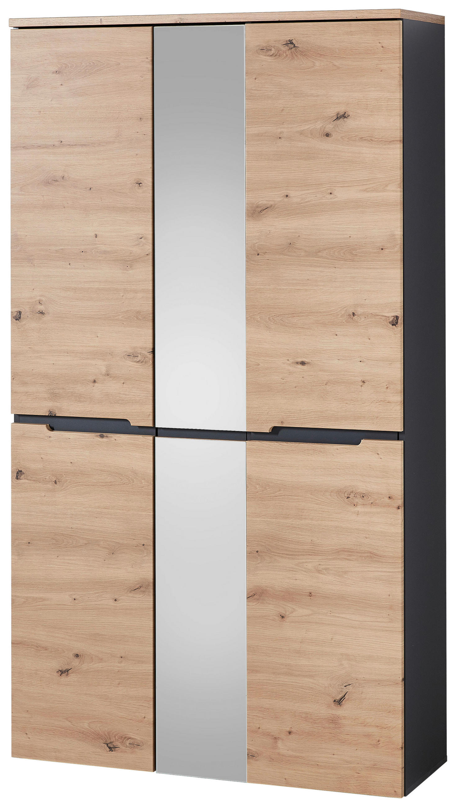 GARDEROBENSCHRANK Graphitfarben, Eichefarben - Eichefarben/Graphitfarben, Design, Glas/Holzwerkstoff (105/192/38cm) - Voleo
