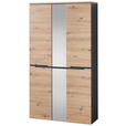 GARDEROBENSCHRANK 105/192/38 cm  - Eichefarben/Graphitfarben, Design, Glas/Holzwerkstoff (105/192/38cm) - Voleo