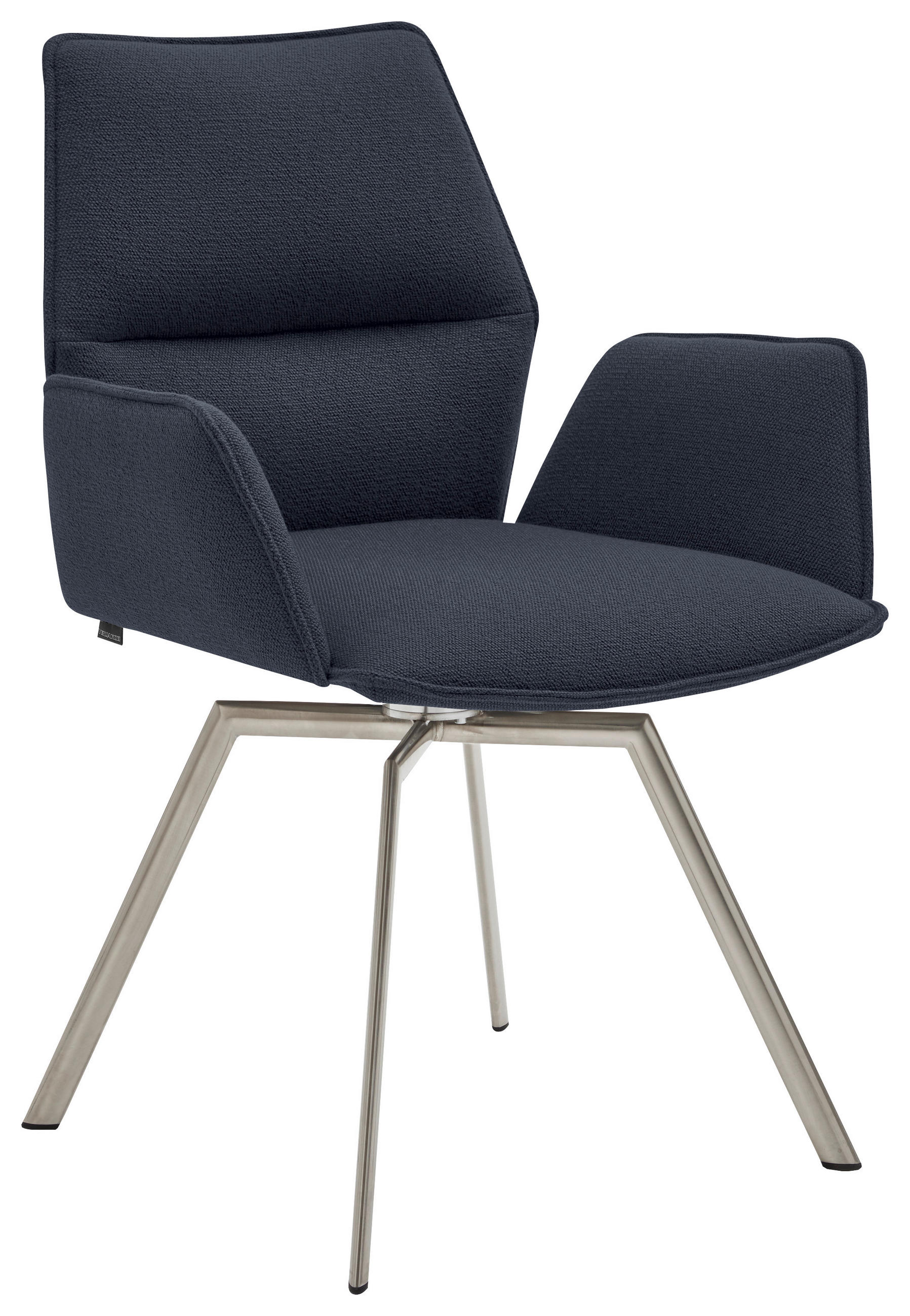 ARMLEHNSTUHL  in Stahl  - Edelstahlfarben/Dunkelblau, Design, Textil/Metall (63/86/60cm) - Venjakob