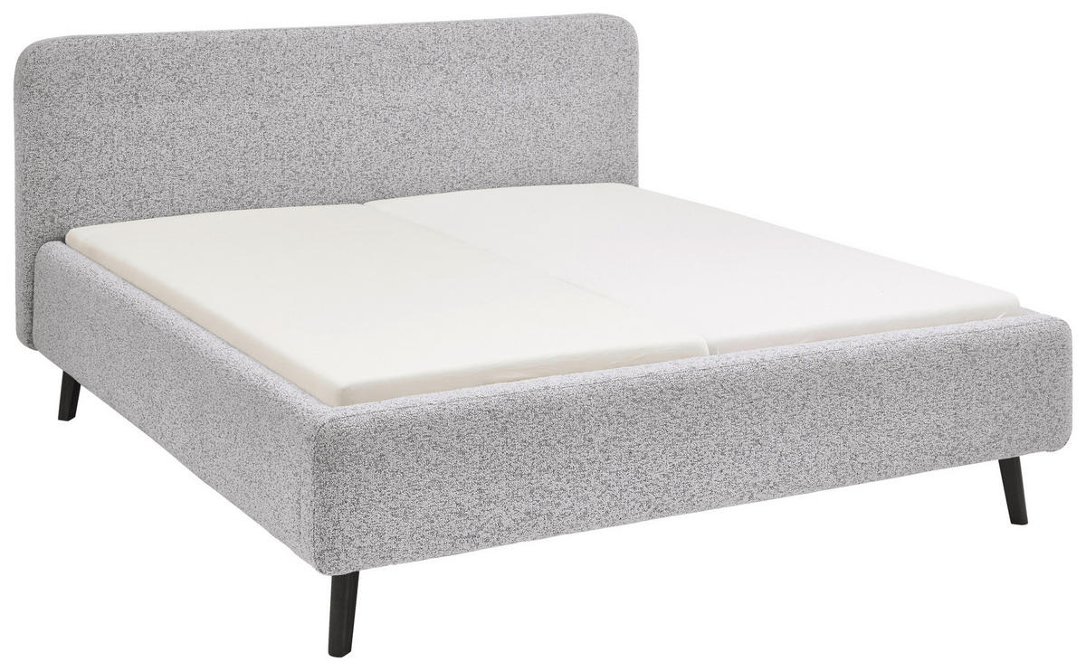 POLSTERBETT gepolstertes Kopfteil, Lattenrost, Bettkasten Hellgrau 120/200 cm  - Birkefarben/Buchefarben, Design, Holz/Textil (120/200cm) - Xora