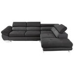 ECKSOFA Schwarz, Dunkelgrau Webstoff  - Dunkelgrau/Schwarz, Design, Textil/Metall (280/235cm) - Hom`in