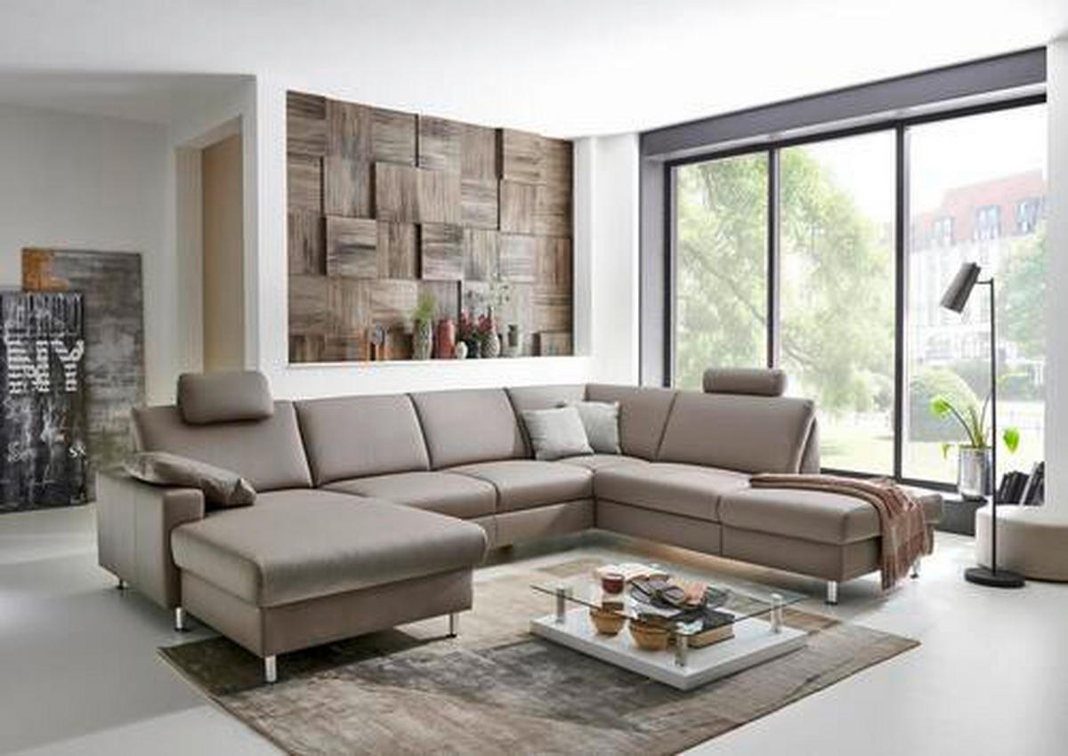 SOFFA i äkta läder ljusgrå  - aluminiumfärg/ljusgrå, Design, metall/läder (233/339/165cm) - Beldomo Premium
