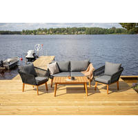 LOUNGEGARNITUR Akazie Aluminium  - Dunkelgrau/Schwarz, KONVENTIONELL, Holz/Textil (164/75null) - Gardenson