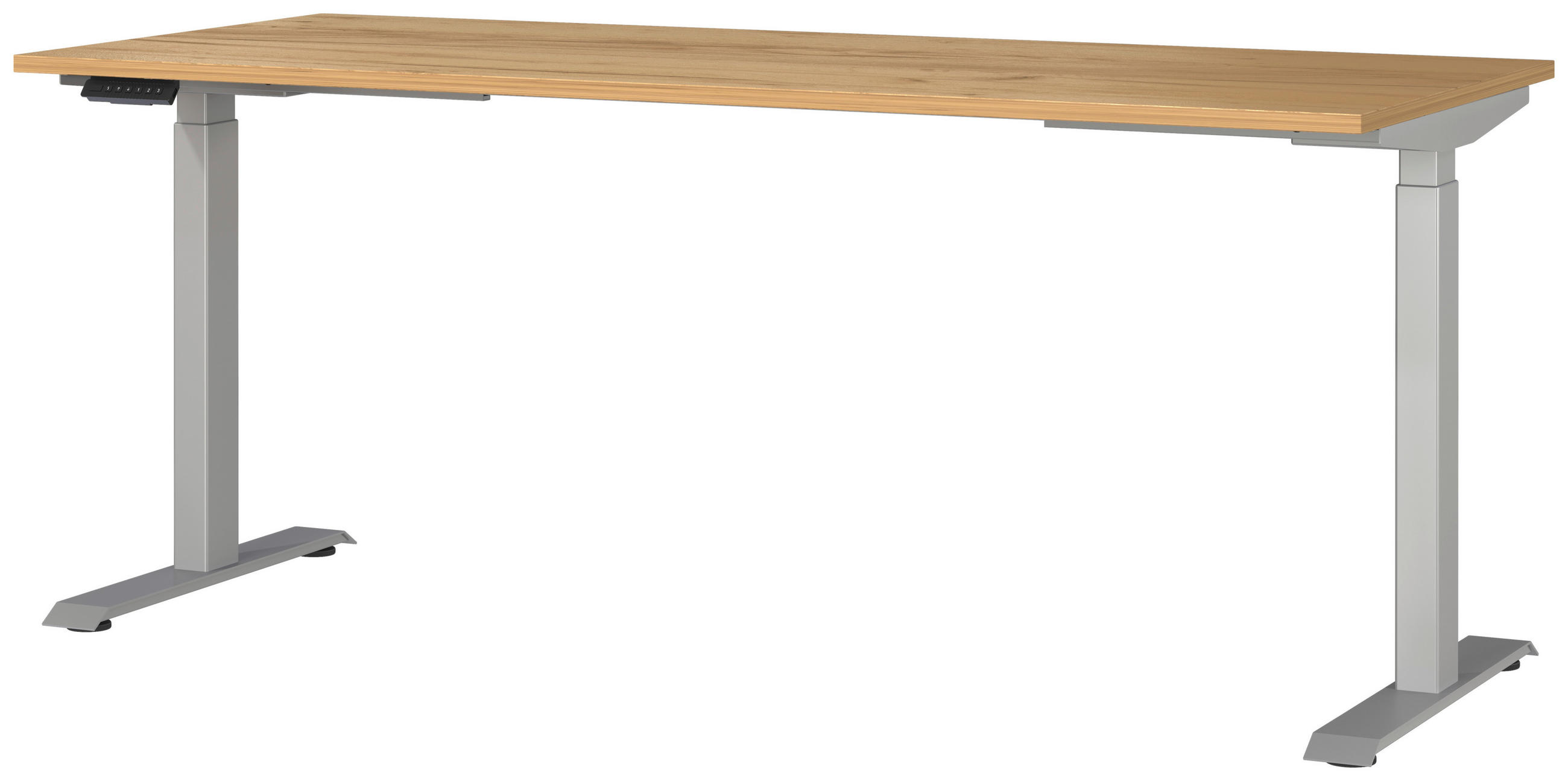 SCHREIBTISCH 180/80/72-118 cm  in Silberfarben, Eichefarben  - Eichefarben/Silberfarben, MODERN, Holzwerkstoff/Metall (180/80/72-118cm) - Novel