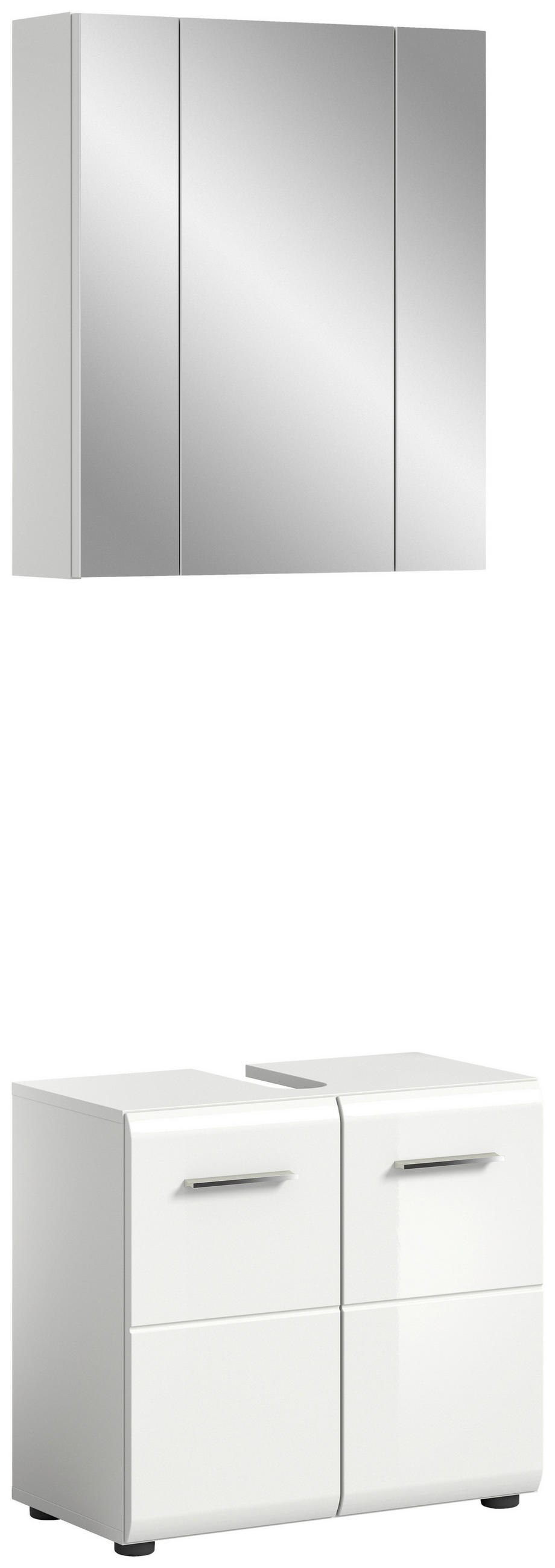 BADEZIMMER 2-teilig  in 60 cm  - Weiß Hochglanz/Silberfarben, MODERN, Glas/Holzwerkstoff (60cm) - MID.YOU