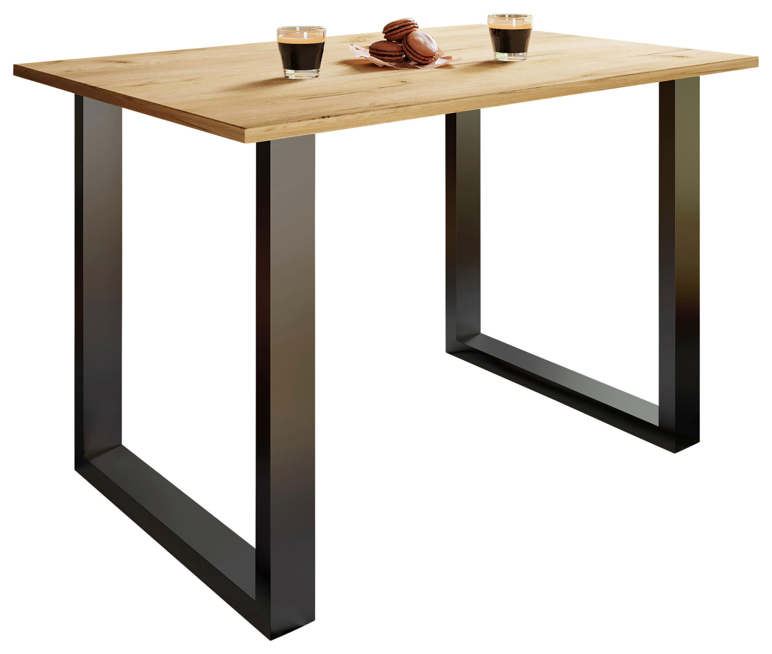 Masă din metal, material pe bază de lemn, 110/80/76 cm,