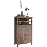VITRINE  in Eichefarben, Dunkelgrau - Eichefarben/Dunkelgrau, KONVENTIONELL, Holzwerkstoff/Kunststoff (91/145/38cm) - MID.YOU