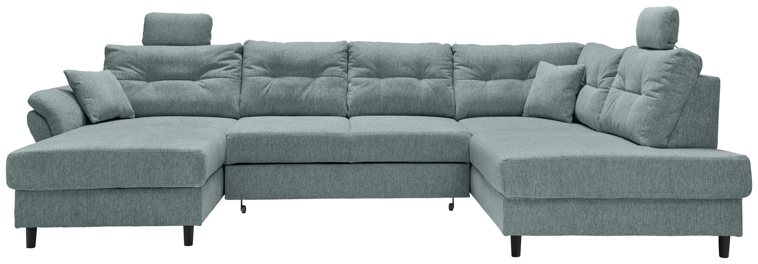 WOHNLANDSCHAFT Blau Chenille  - Blau/Schwarz, MODERN, Holz/Textil (176/338/206cm) - Livetastic