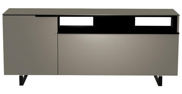 LOWBOARD Grau, Schwarz  - Schwarz/Grau, Design, Glas/Holzwerkstoff (160/66/45cm) - Moderano