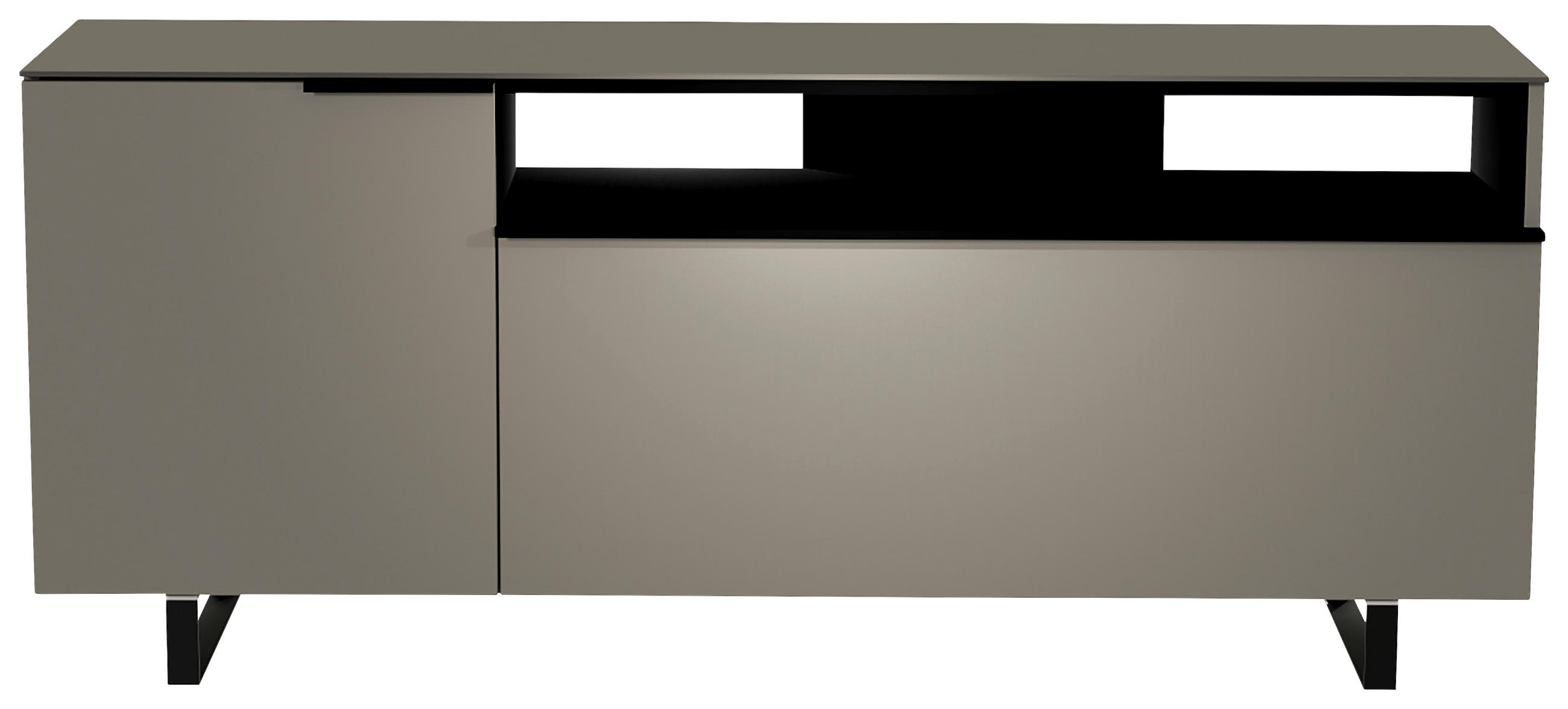 LOWBOARD in 160/66/45 cm - Schwarz/Grau, Design, Glas/Holzwerkstoff (160/66/45cm) - Moderano