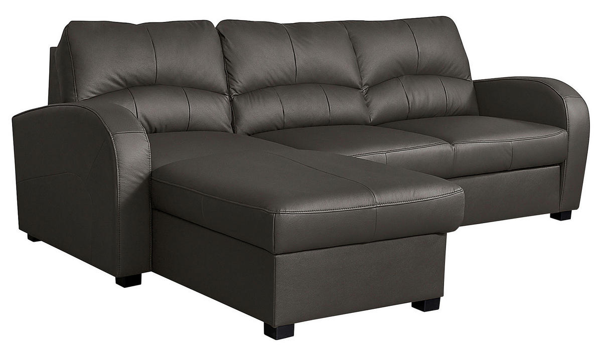 ECKSOFA in Lederlook Echtleder Dunkelbraun  - Dunkelbraun/Schwarz, Design, Leder/Kunststoff (168/227cm) - Livetastic