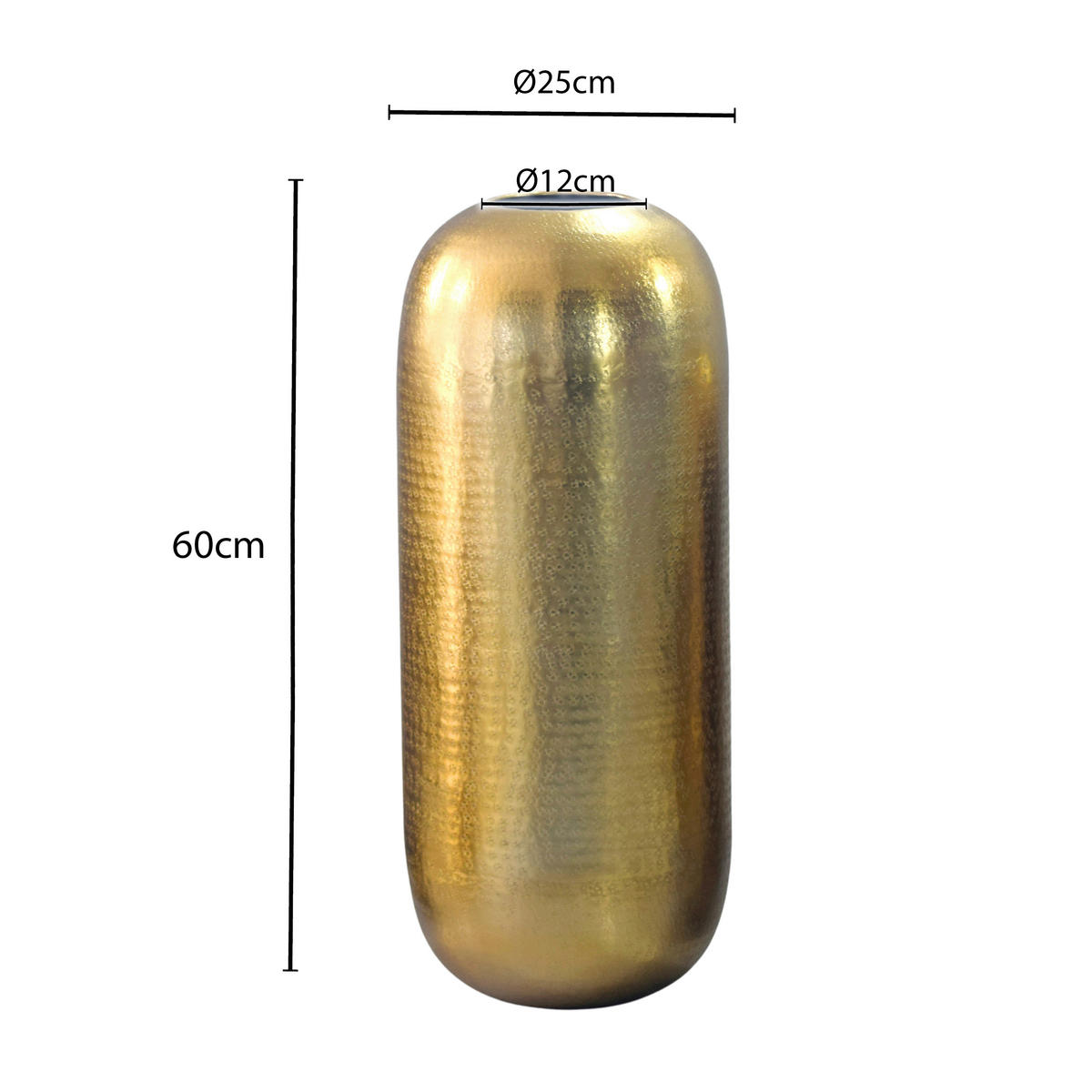 Vază 60 cm  - auriu, Design, metal (25/25/60cm) - MID.YOU