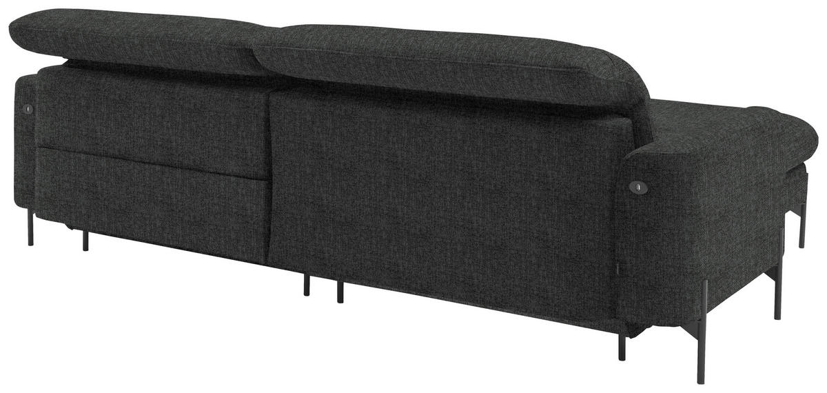 ECKSOFA in Flachgewebe Dunkelgrau  - Dunkelgrau/Schwarz, Design, Textil/Metall (191/252cm) - Dieter Knoll