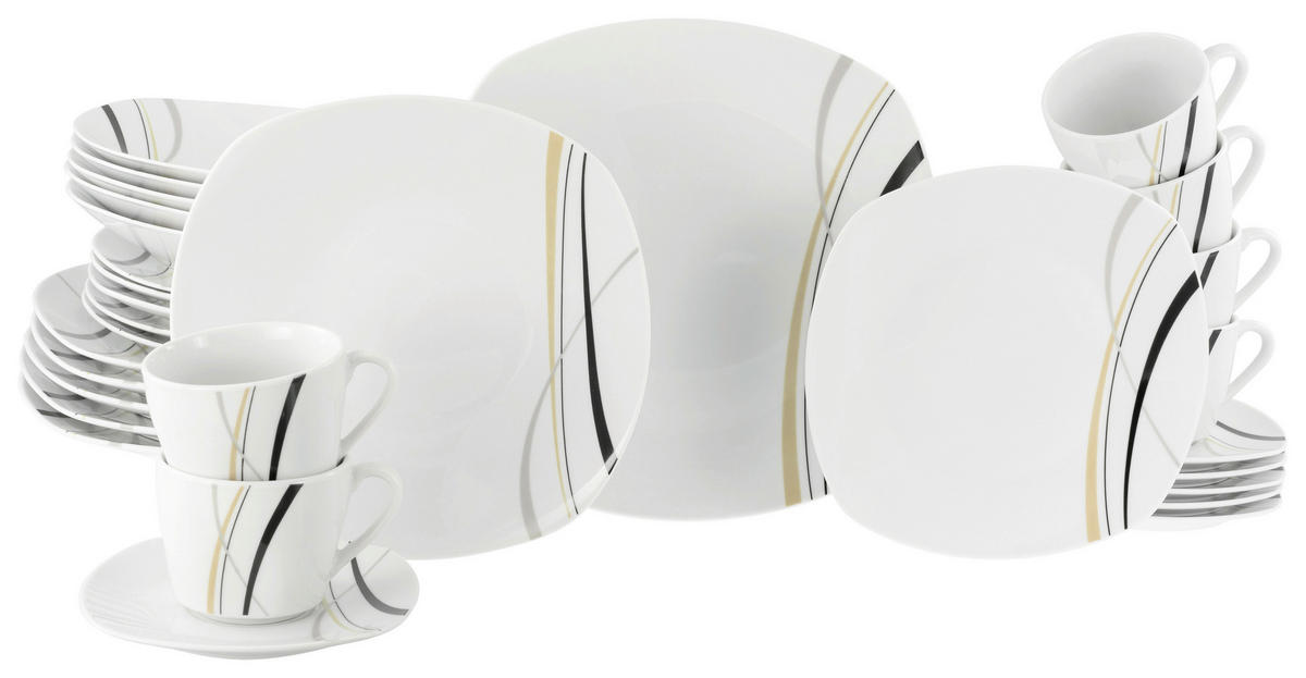 KOMPLETT SERVIS 30 delar  - vit, Trend, keramik - Creatable