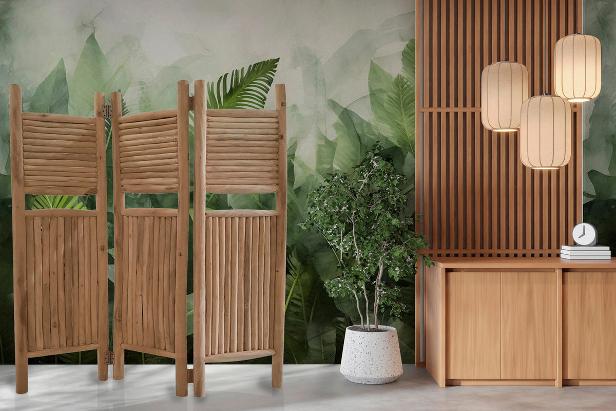 PARAVENT mit 3  Flügel - Naturfarben, Natur, Holz (275/180/21cm) - Livetastic