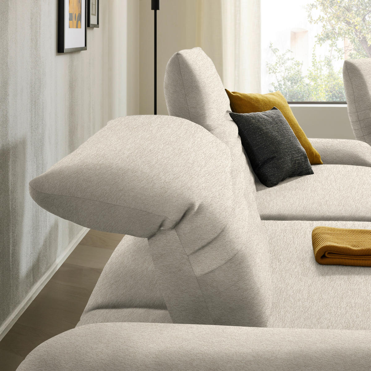 HÖRNSOFFA i teddy tyg beige  - beige/svart, Design, metall/textil (170-195/280cm) - Livetastic