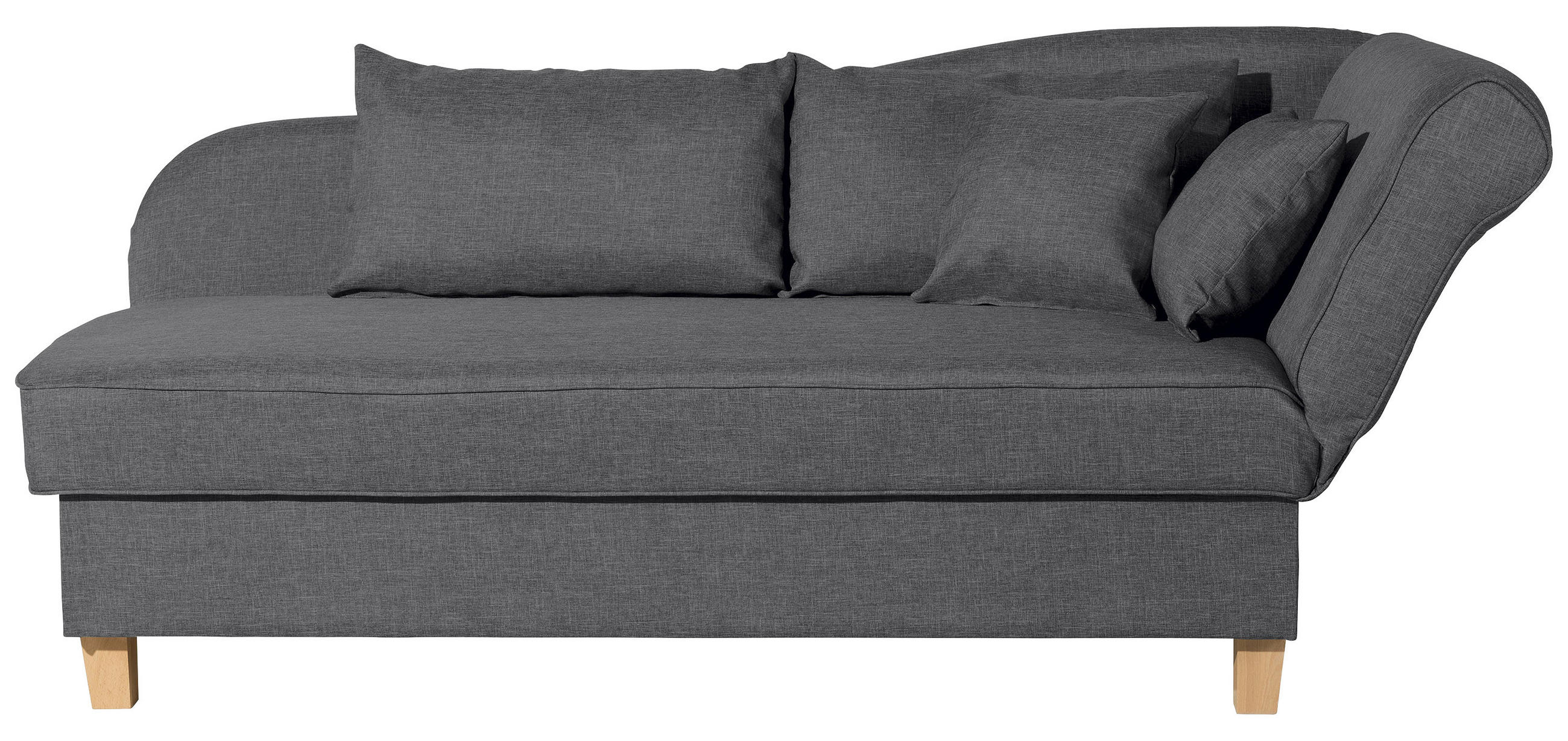 RÉCAMIERE Selma Graphitfarben Flachgewebe  - Buchefarben/Graphitfarben, Design, Holz/Textil (190/82/88cm) - Max Winzer