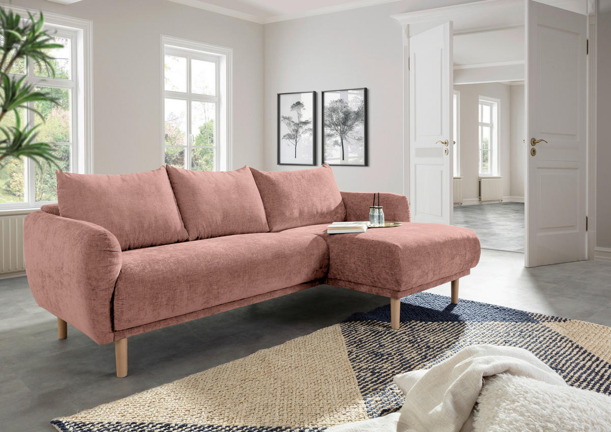ECKSOFA Altrosa Flachgewebe  - Buchefarben/Altrosa, KONVENTIONELL, Holz/Textil (230/144cm) - Carryhome