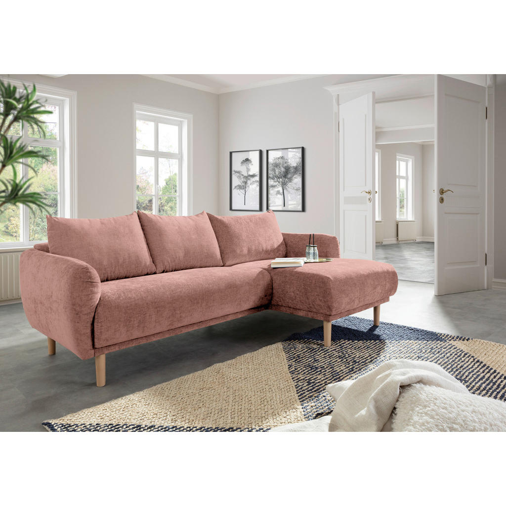 Thumbnail - Carryhome Ecksofa, Altrosa, Textil, Buche, massiv, 3-Sitzer, Füllung: Schaumstoffflocken, Ottomane rechts, L-Form, 230x1...