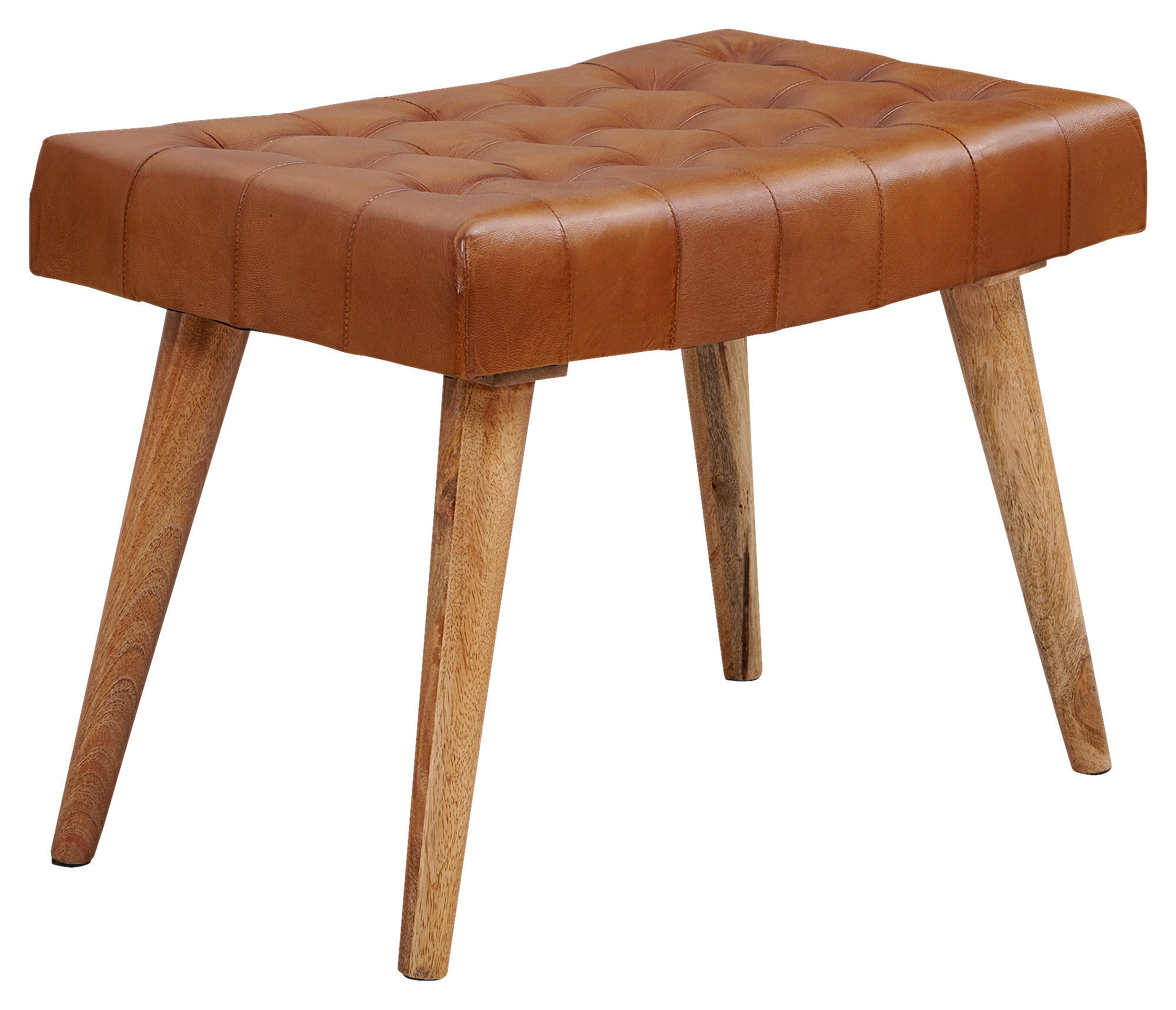 TABURETKA, koža, 67/47/39 cm - hnedá, Natur, koža/drevo (67/47/39cm) - MID.YOU