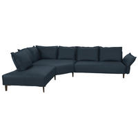 ECKSOFA in Echtleder Dunkelblau  - Schwarz/Dunkelblau, Design, Leder/Metall (272/340cm) - W.Schillig