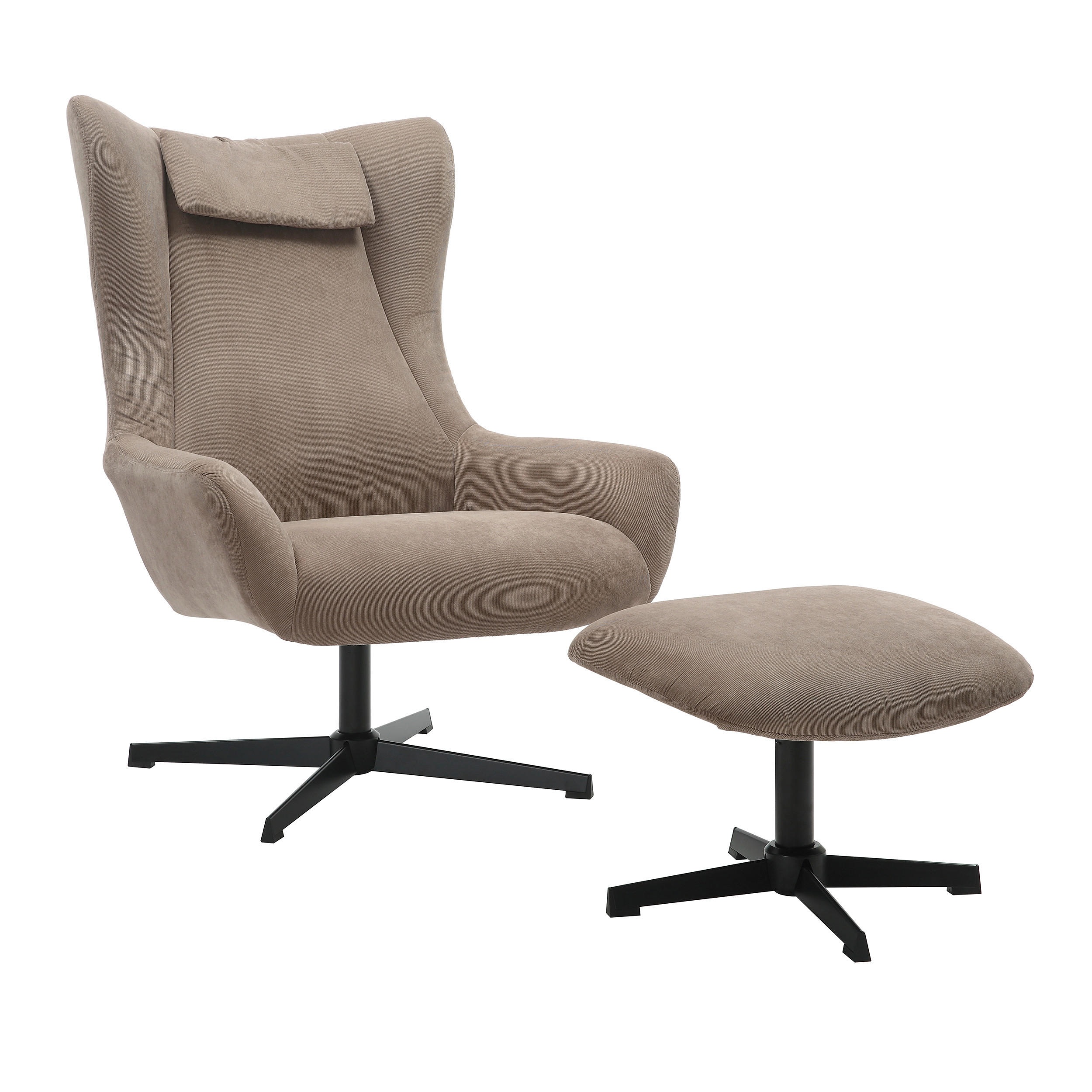 SESSELSET in Cord Braun  - Schwarz/Braun, MODERN, Textil/Metall (82/106/85cm) - Livetastic