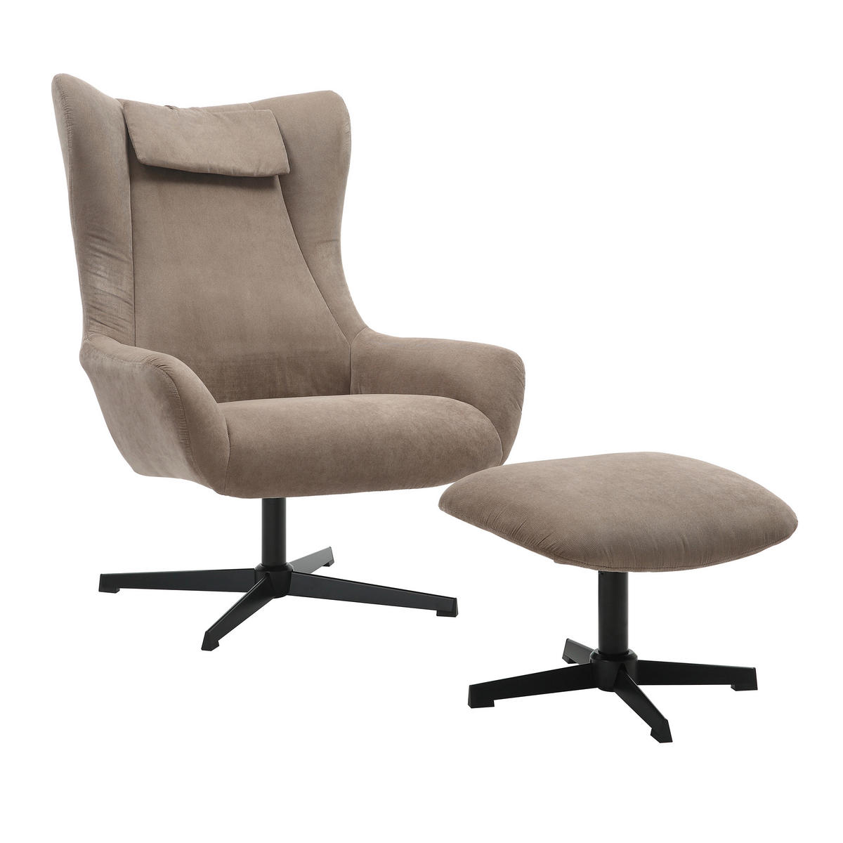 SESSELSET in Cord Braun  - Schwarz/Braun, MODERN, Textil/Metall (82/106/85cm) - Livetastic