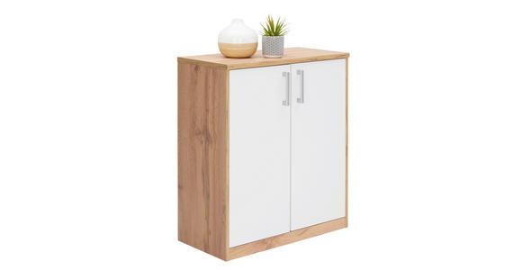 KOMMODE in 72/84/36 cm - Silberfarben/Eiche Wotan, Basics, Holzwerkstoff/Kunststoff (72/84/36cm) - Xora