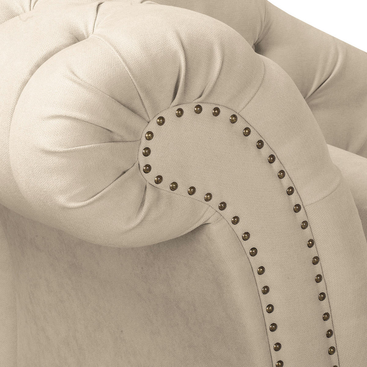 RÉCAMIERE Mikrofaser Creme  - Creme/Braun, Design, Holz/Textil (185/93/75cm) - Livetastic