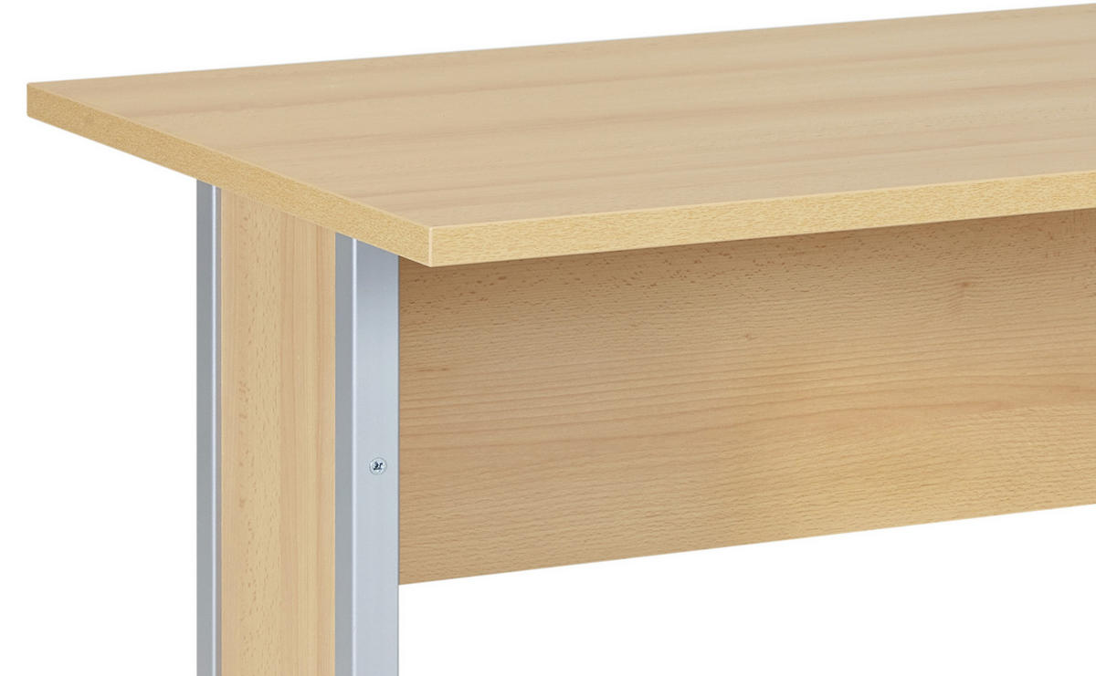 SCHREIBTISCH 140/65/72,2 cm  in Buchefarben  - Silberfarben/Buchefarben, Basics, Holzwerkstoff/Metall (140/65/72,2cm) - MID.YOU