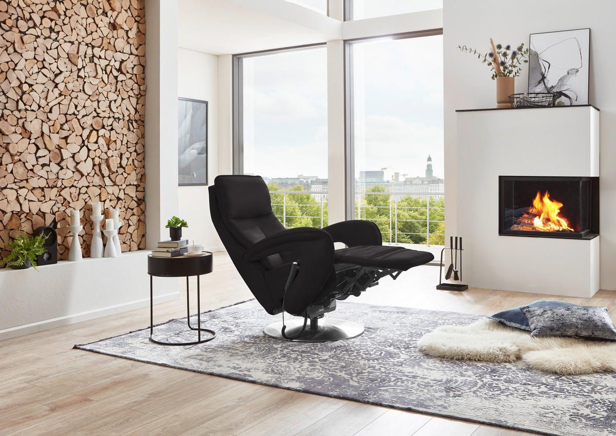 RELAXSESSEL in Leder Dunkelbraun  - Chromfarben/Dunkelbraun, Design, Leder/Metall (77/110/87cm) - Valdera