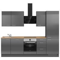 KÜCHENBLOCK 270 cm   in Eichefarben, Schieferfarben  - Schieferfarben/Edelstahlfarben, MODERN, Holzwerkstoff/Metall (270cm) - Nobilia