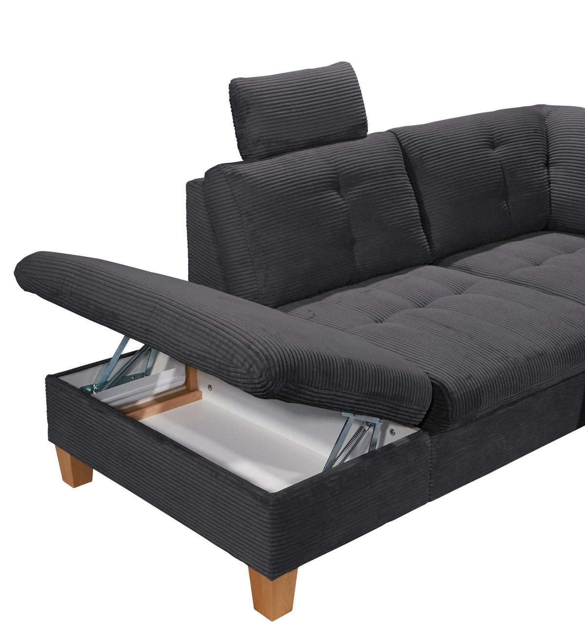 WOHNLANDSCHAFT in Cord Anthrazit  - Eichefarben/Anthrazit, Konventionell, Holz/Textil (220/324/170cm) - MID.YOU